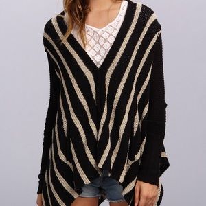 Free People Circle Back Stripe Poncho Cardigan